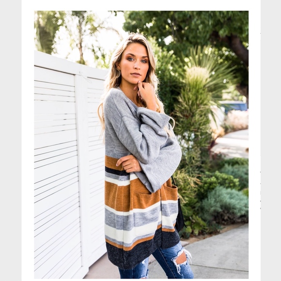 NWT! Vici "Gibson" Striped Pocketed Cardigan - Picture 6 of 8